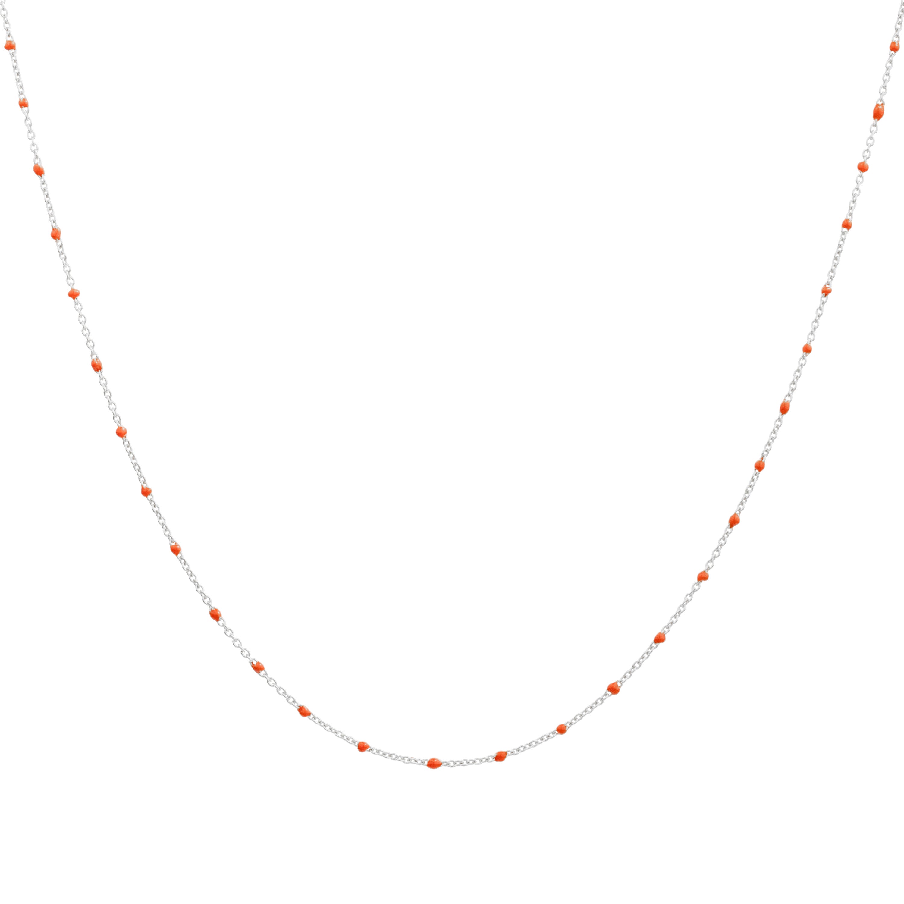 Feine Sterlingsilber-Halskette mit orangefarbener Konfetti-Emaille, 40,5 cm