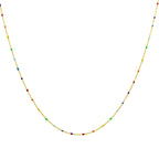 Feine vergoldete Sterlingsilber-Halskette mit Konfetti-Emaille in Regenbogenfarben, 40,5 cm