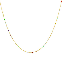 Feine vergoldete Sterlingsilber-Halskette mit Konfetti-Emaille in Regenbogenfarben, 40,5 cm