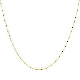 Feine vergoldete Sterlingsilber-Halskette mit schwarzer Konfetti-Emaille, 40,5 cm