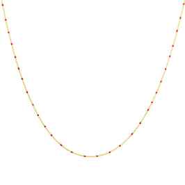Feine vergoldete Sterlingsilber-Halskette mit roter Konfetti-Emaille, 40,5 cm