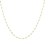 Feine vergoldete Sterlingsilber-Halskette mit grüner Konfetti-Emaille, 40,5 cm