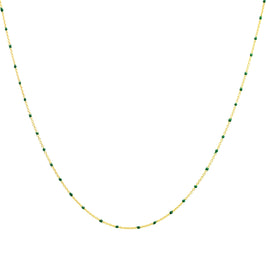 Feine vergoldete Sterlingsilber-Halskette mit grüner Konfetti-Emaille, 40,5 cm