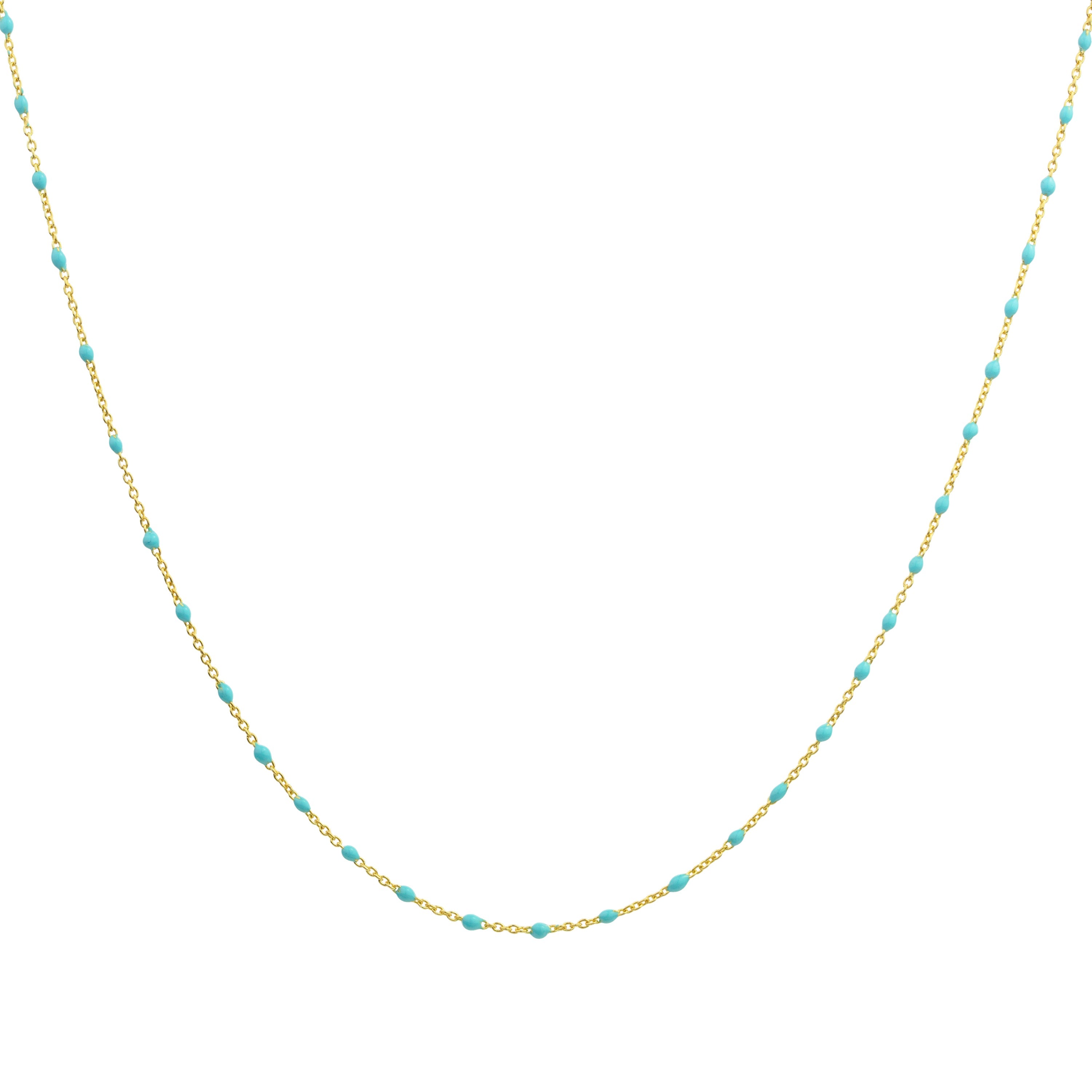 Feine vergoldete Sterlingsilber-Halskette mit blauer Konfetti-Emaille, 40,5 cm