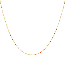 Feine vergoldete Sterlingsilber-Halskette mit orangefarbener Konfetti-Emaille, 40,5 cm