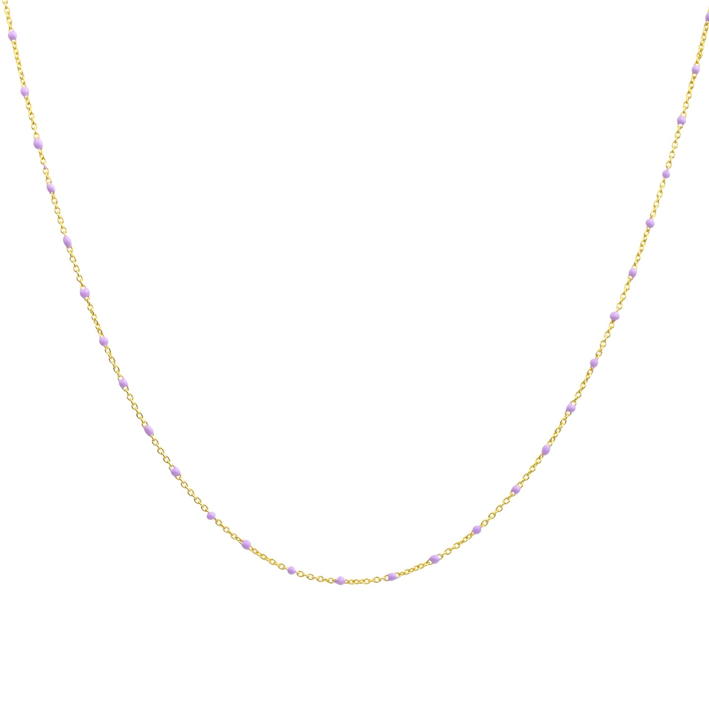 Fine Gold Plated Sterling Silver & Purple Enamel Confetti Chain Necklace - 16 Inches