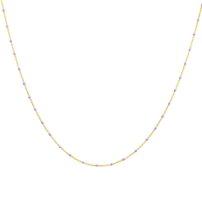 Fine Gold Plated Sterling Silver & Purple Enamel Confetti Chain Necklace - 16 Inches