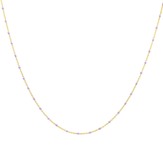 Fine Gold Plated Sterling Silver & Purple Enamel Confetti Chain Necklace - 16 Inches