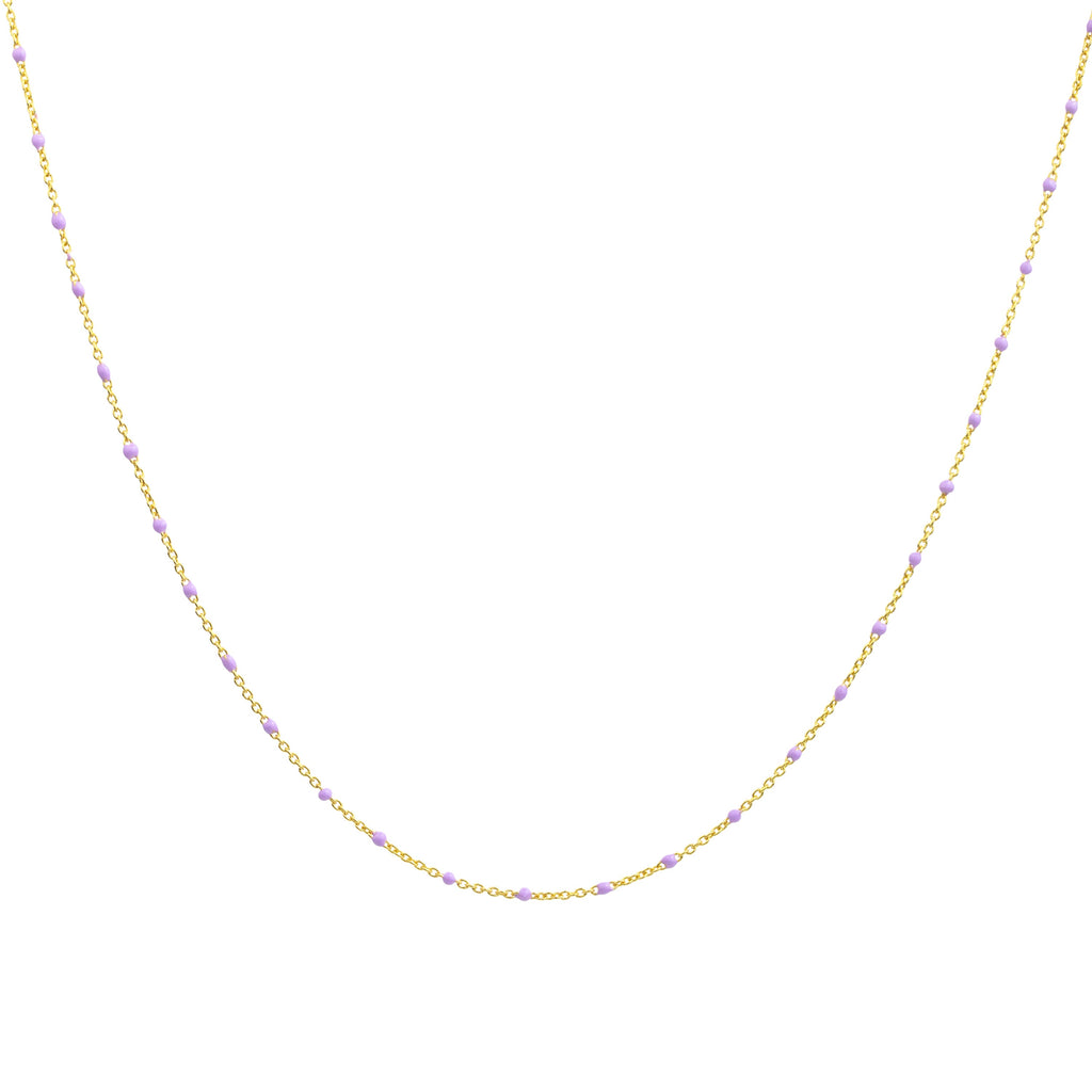 Feine vergoldete Sterlingsilber-Halskette mit violetter Konfetti-Emaille, 40,5 cm