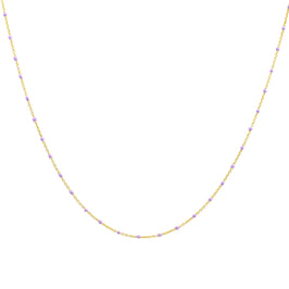 Feine vergoldete Sterlingsilber-Halskette mit violetter Konfetti-Emaille, 40,5 cm