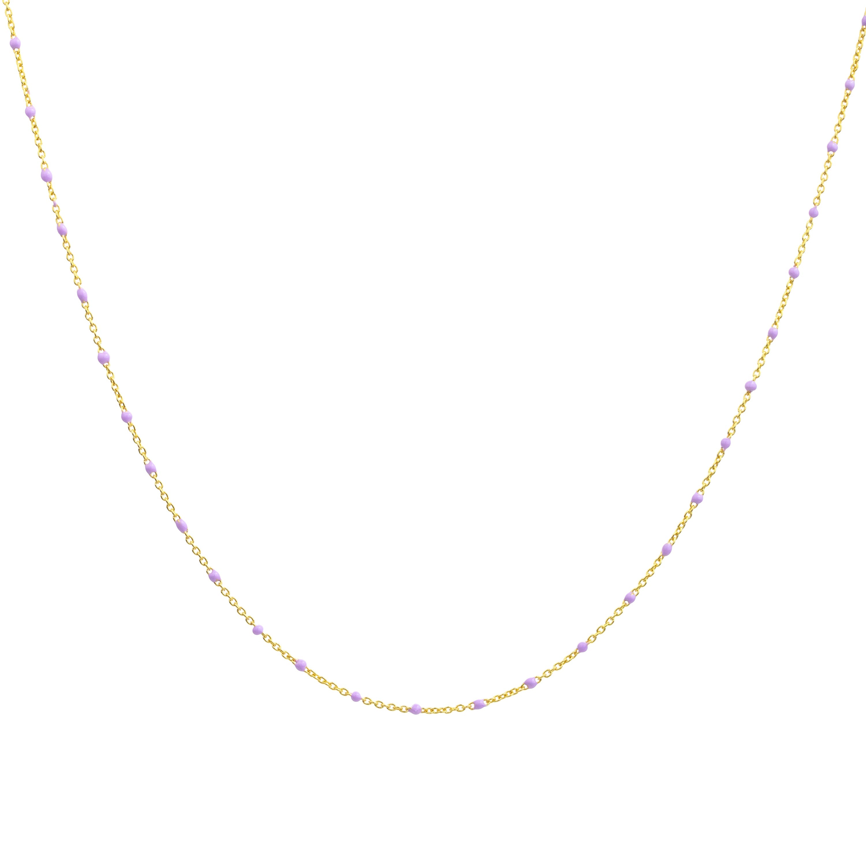 Feine vergoldete Sterlingsilber-Halskette mit violetter Konfetti-Emaille, 40,5 cm