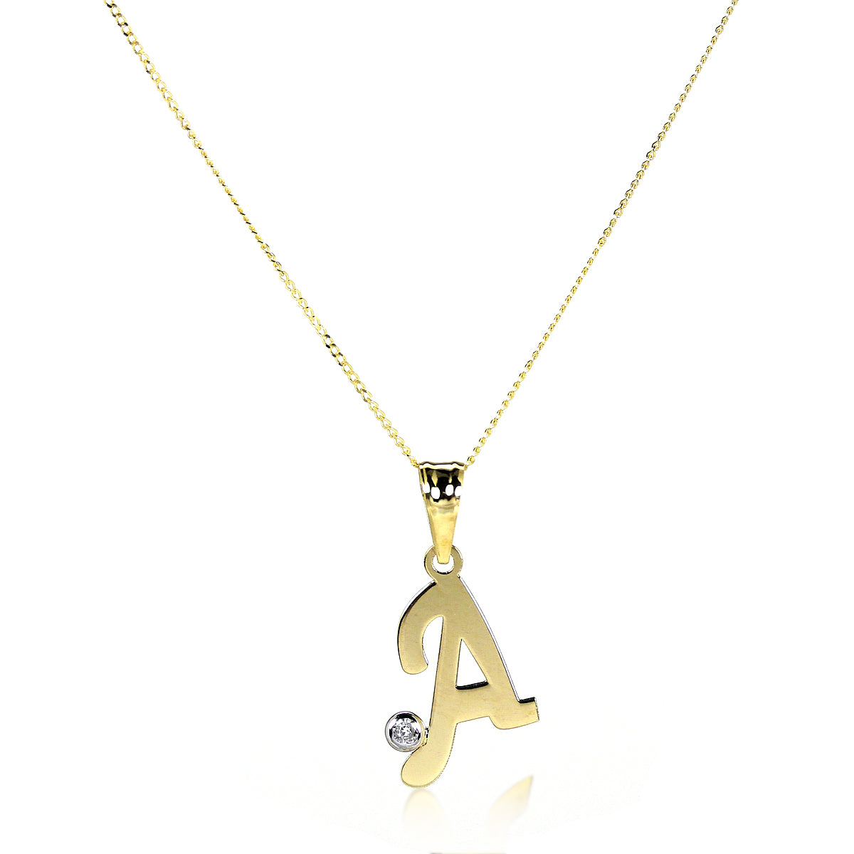 Leichter Buchstaben-Anhänger aus 9 Karat Gold mit Zirkonia