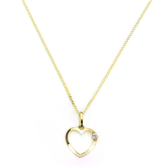 9ct Gold Light Open Heart with CZ Crystal Pendant