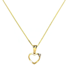 Leichter Anhänger aus 9 Karat Gold mit offenem Herz und Diamant