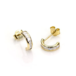 9 Karat Gold & CZ Kristall Klappcreolen Ohrstecker