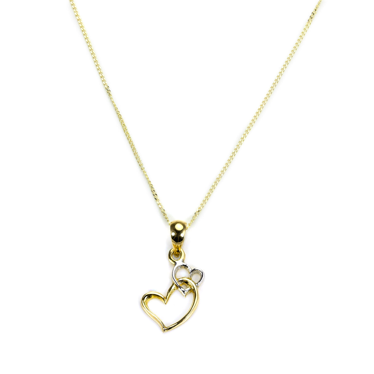 9ct Yellow & White Gold Double Open Heart Pendant