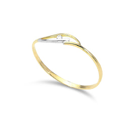 9 Karat Gelb- und Weißgold Wellenring 1 mm mit CZ-Kristall