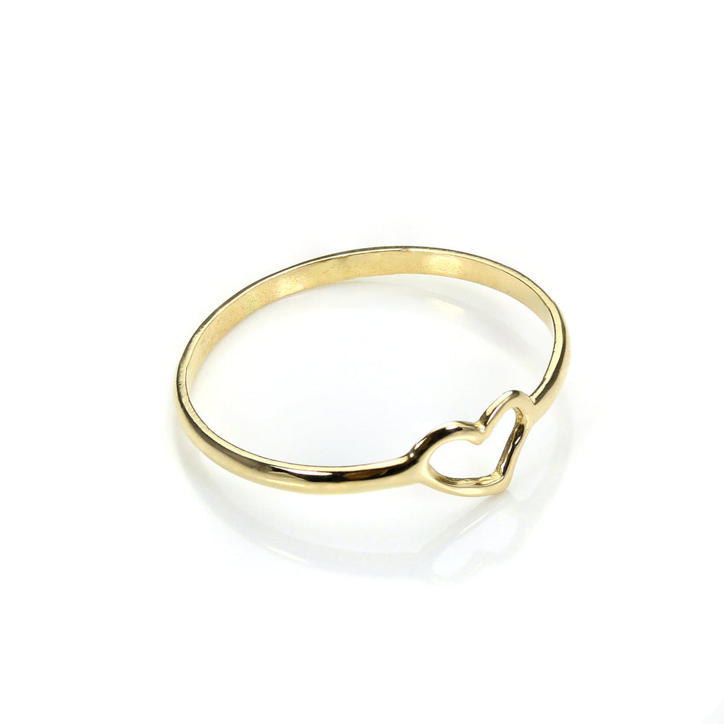 9 Karat Gold offener Herz-Stapelring – Größe I – Q