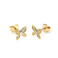 9 Karat Gelb - & Weißgold Schmetterling Ohrstecker