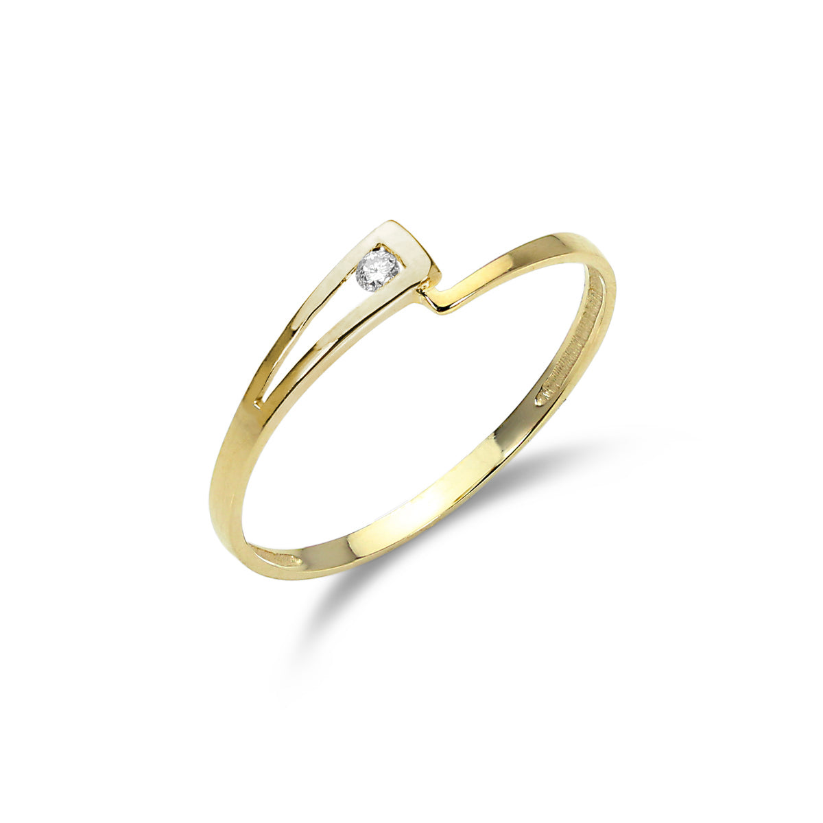 9 Karat Gold-Stapelring mit versetzt angeordneten Diamanten