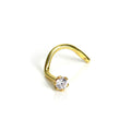 9 Karat Gold Nasenschraube mit 1,6 mm Rund Klar CZ Kristall