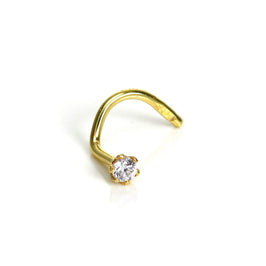 9 Karat Gold Nasenschraube mit 1,6 mm Rund Klar CZ Kristall