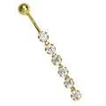 Bauchnabelpiercing aus 9 Karat Gold mit Tropfen aus 6 runden klaren Zirkonia
