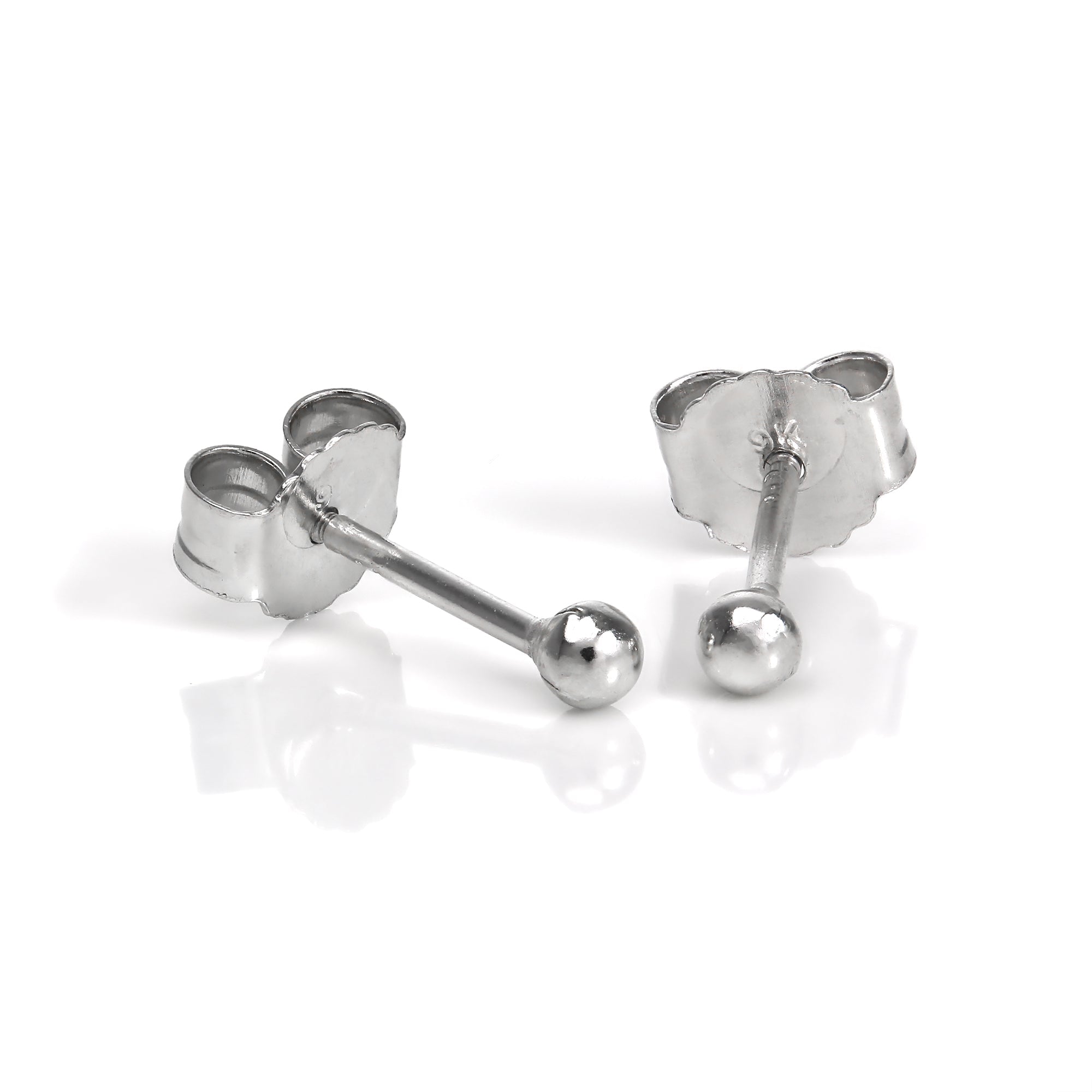9 Karat Weißgold 2 mm Kugel Ohrstecker