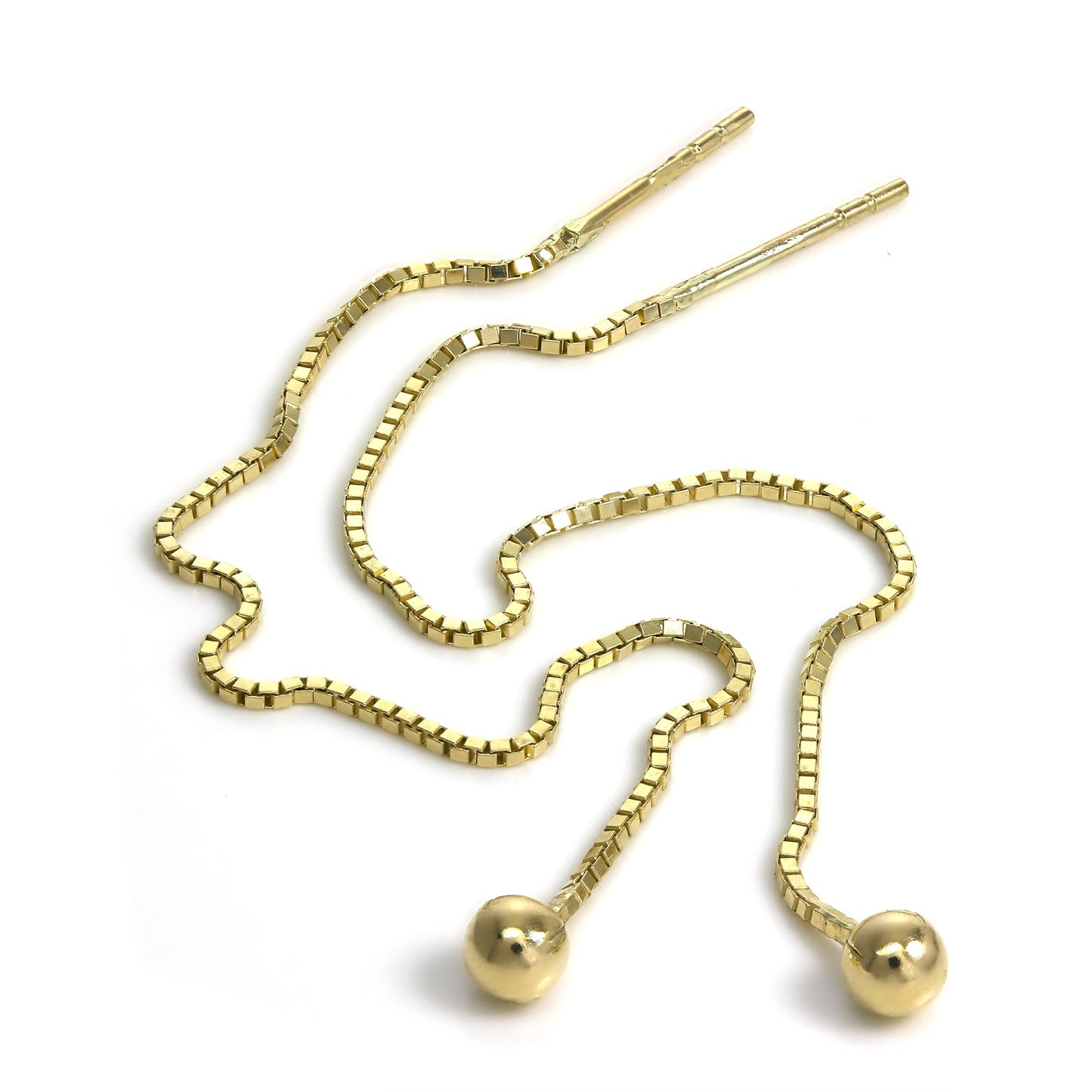 9 Karat Gold 3mm Kugel Durchzieher Kastenkette Ohrringe