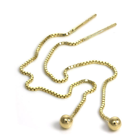 9 Karat Gold 3mm Kugel Durchzieher Kastenkette Ohrringe