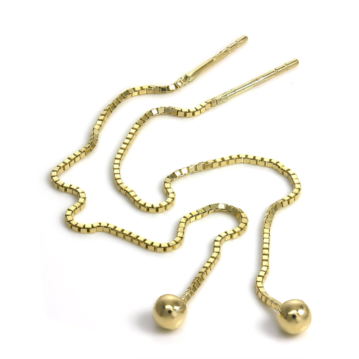 9 Karat Gold 3 mm Kugel Durchzieher Kastenkette Ohrringe