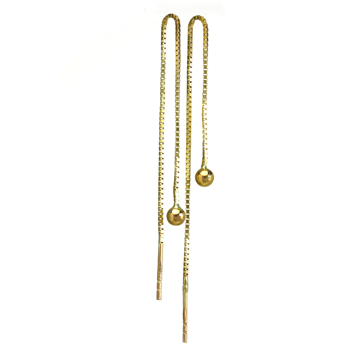 9 Karat Gold 3 mm Kugel Durchzieher Kastenkette Ohrringe