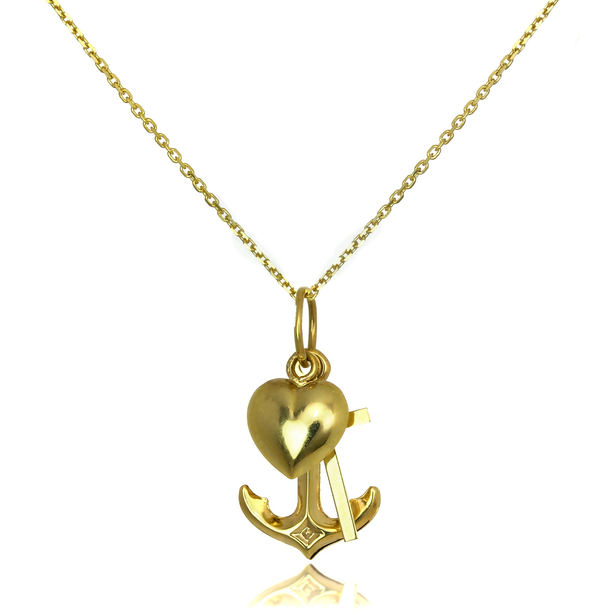 9 Karat Gold Hope Charity & Faith Anhänger an einer 16–20 Zoll langen Kette