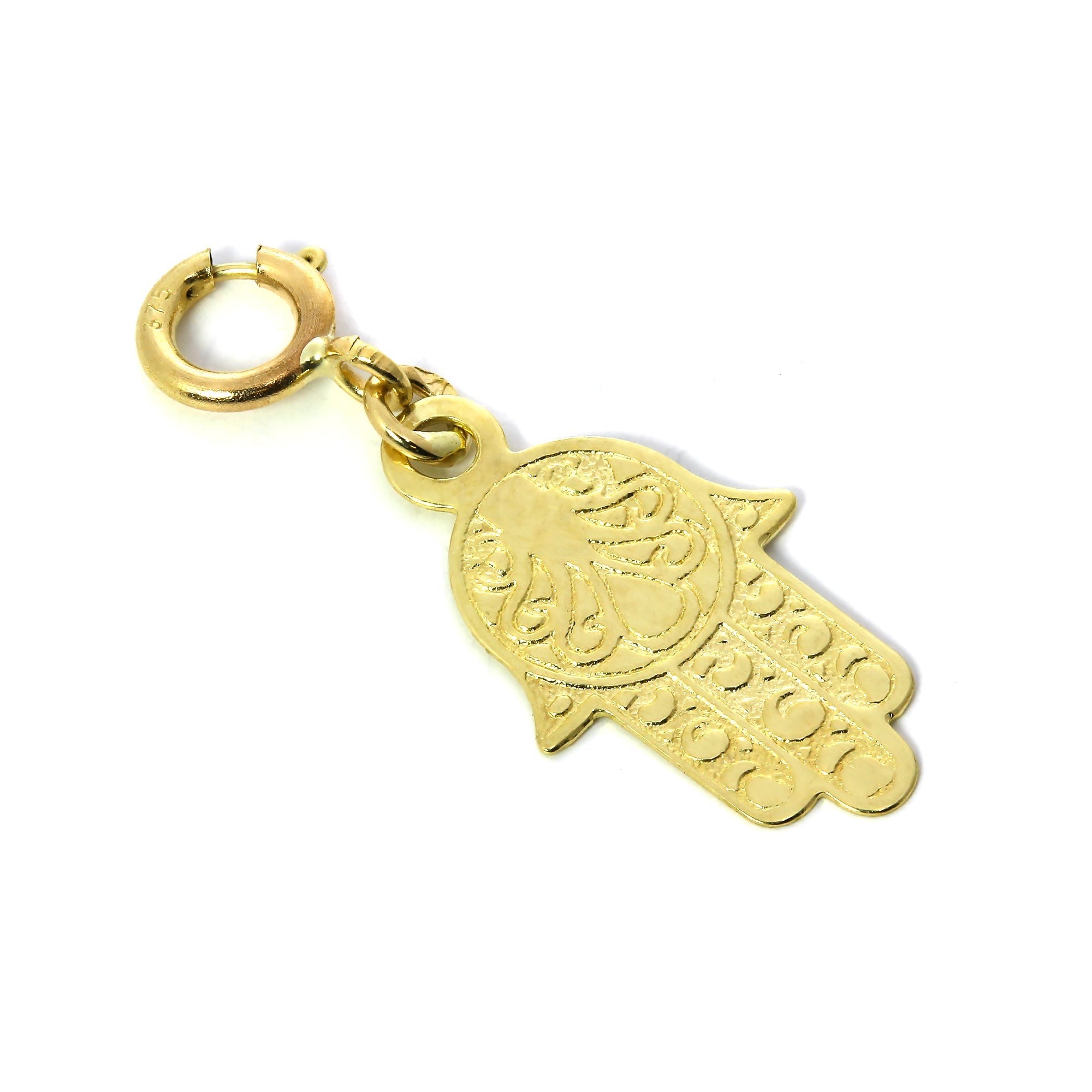 9 Karat Gold Hamsa Hand Anhänger zum Anklipsen