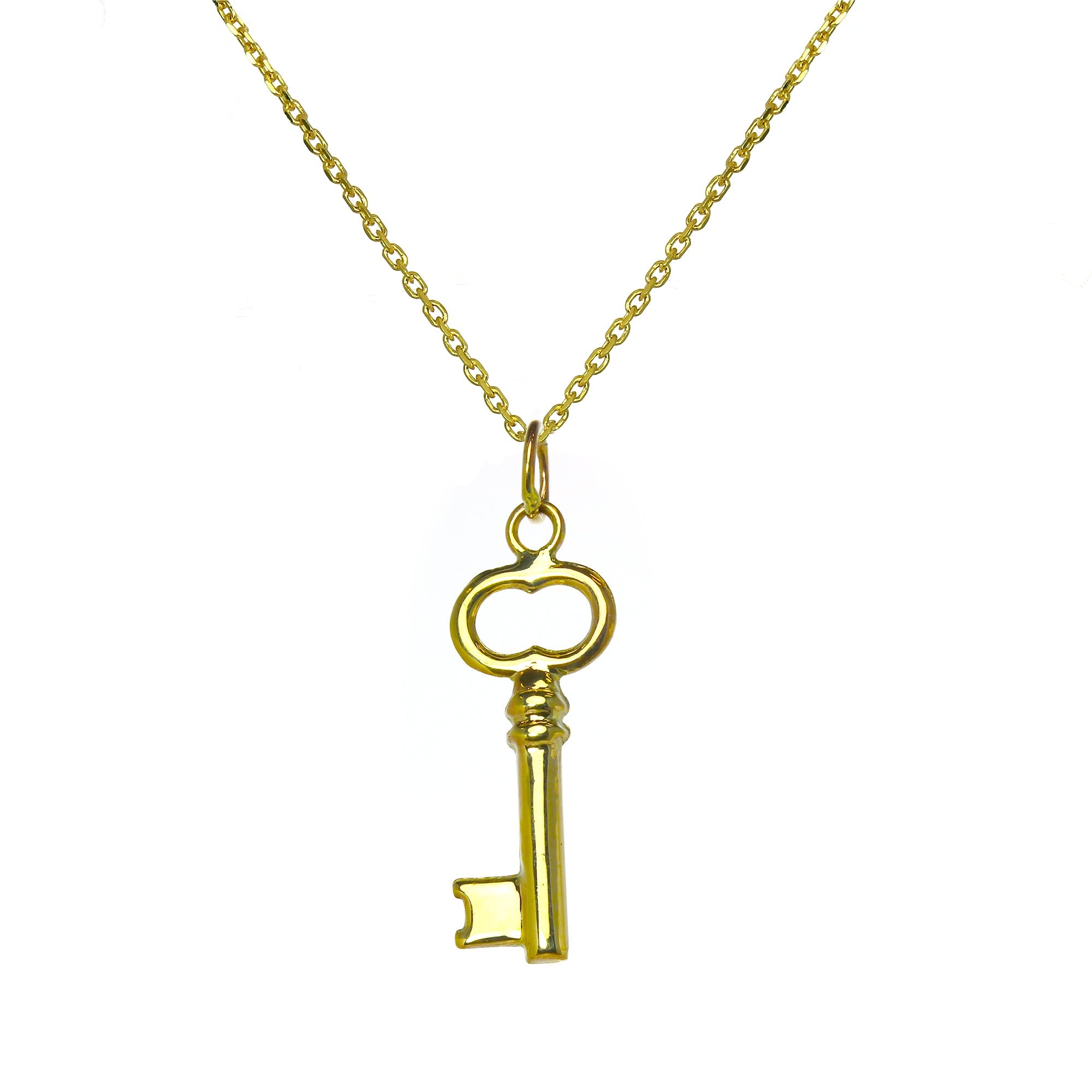 9 Karat Gold Altmodisch Schlüsselanhänger an 40,5 - 51 cm Kette