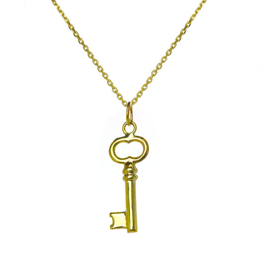 9 Karat Gold Altmodisch Schlüsselanhänger an 40,5 - 51cm Kette