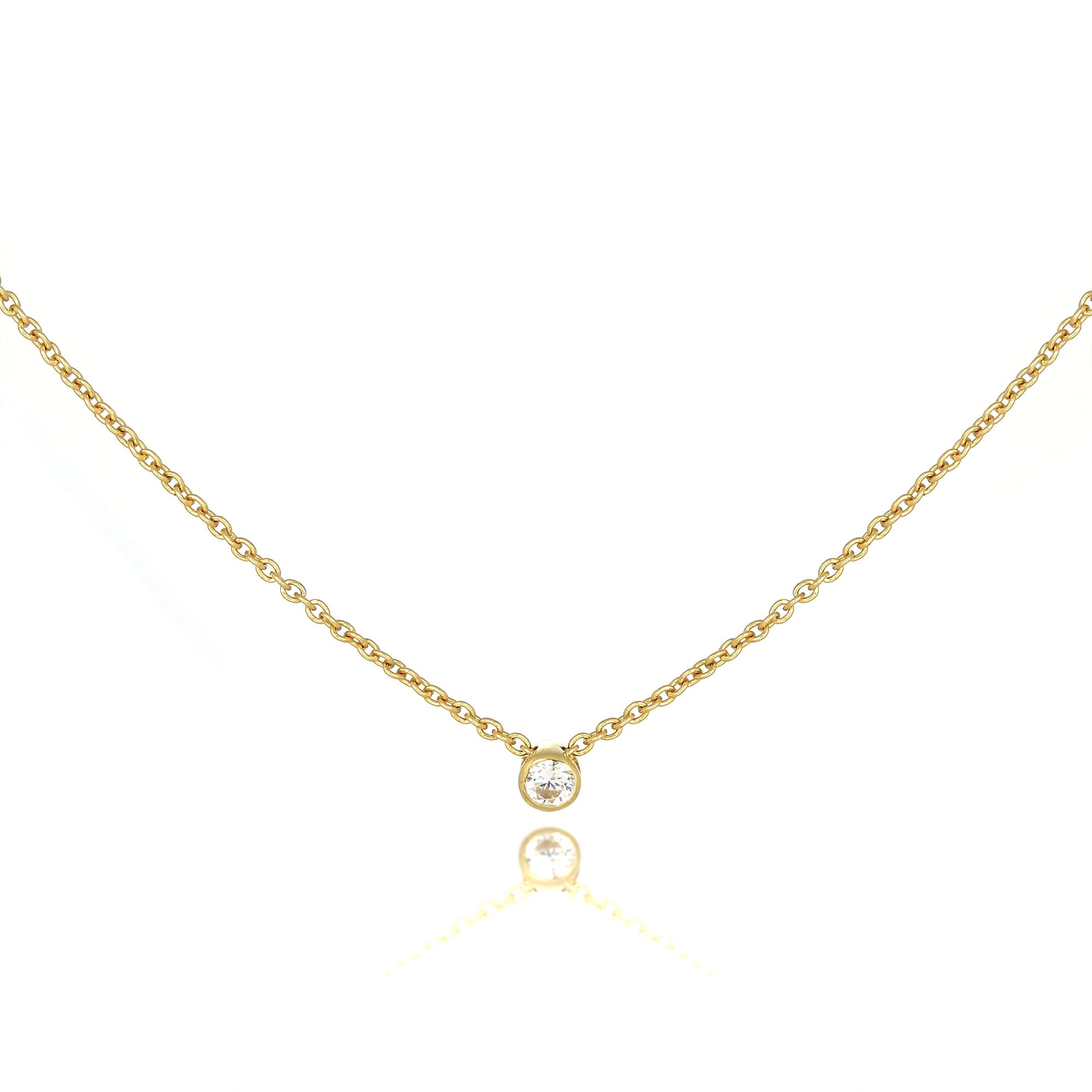 9 Karat Gold Fein Belcher Kette 120,5 cm Halskette mit 2 mm mit Klar CZ Kristall