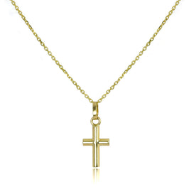 Kleiner Kreuz-Anhänger aus 9 Karat Gold mit Kette, 40 - 50 cm