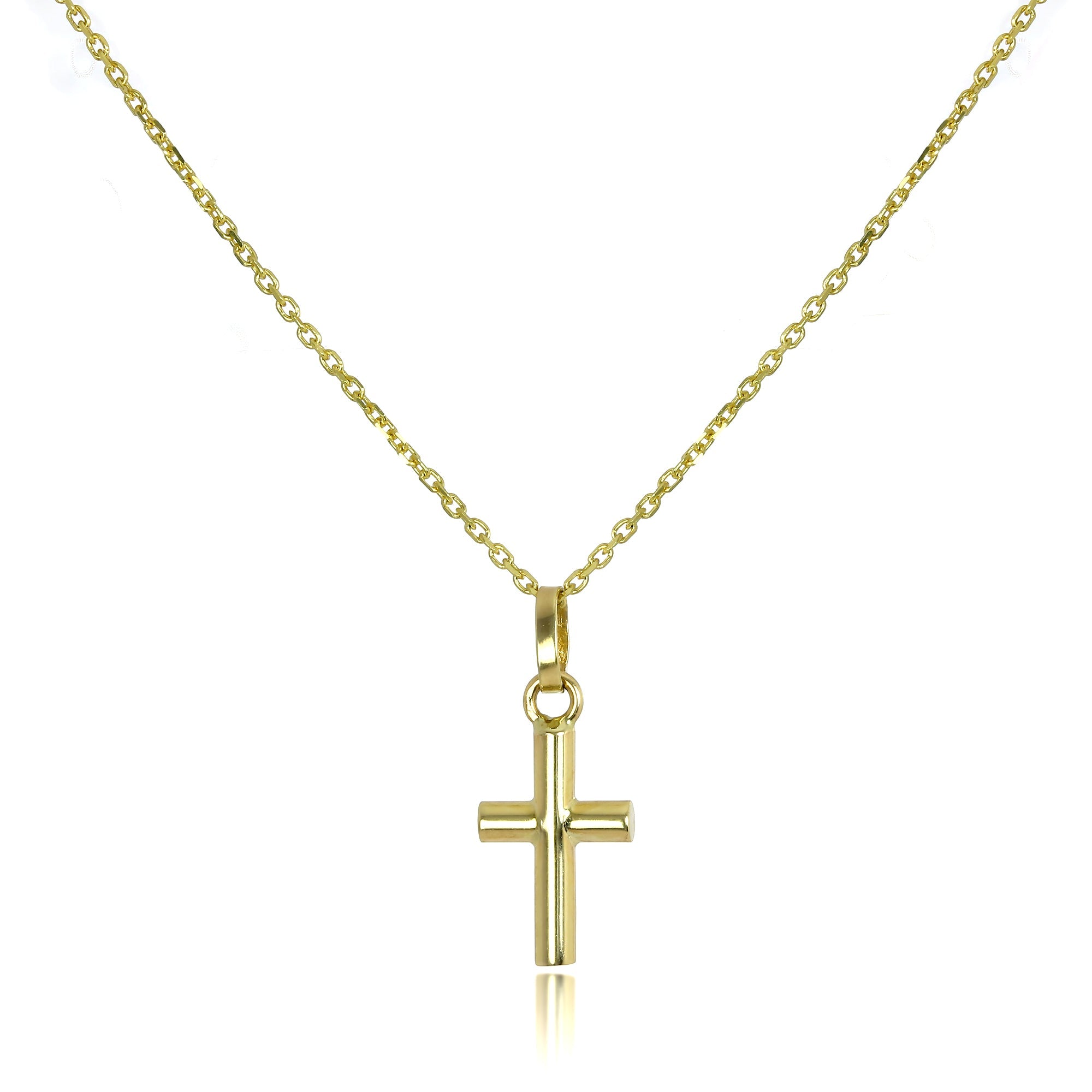 9 Karat Gold Klein Kreuz Anhänger an 40,5 - 51 cm Kette