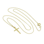 9 Karat Gelbgold Diamantschliff Kreuz Anhänger Halskette 40,5 - 51 cm