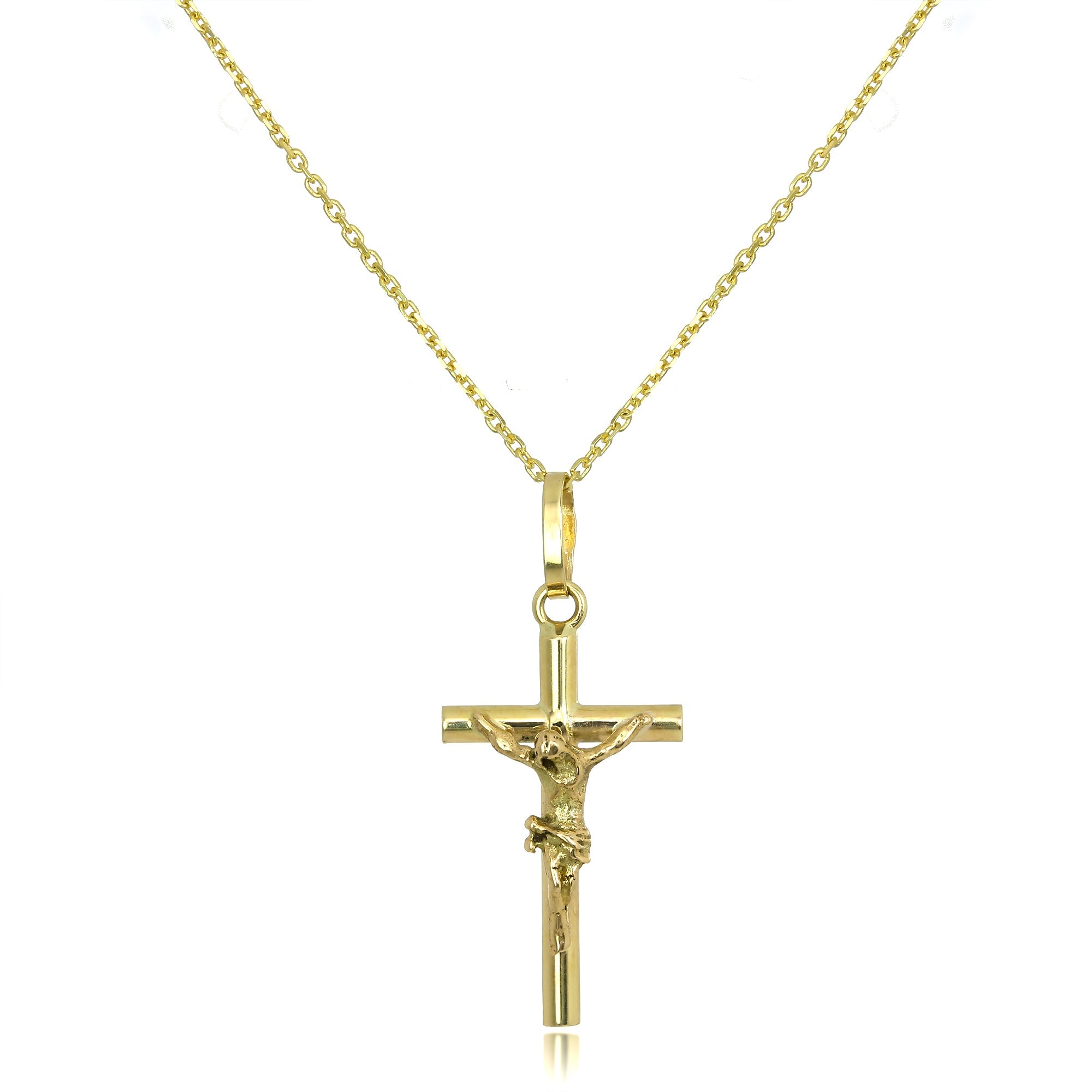 9 Karat Gold Kruzifix Anhänger an 40,5 - 51 cm Kette