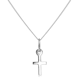 Winzig 9 Karat Weißgold Kreuz Anhänger an 40,5 - 51 cm Kette