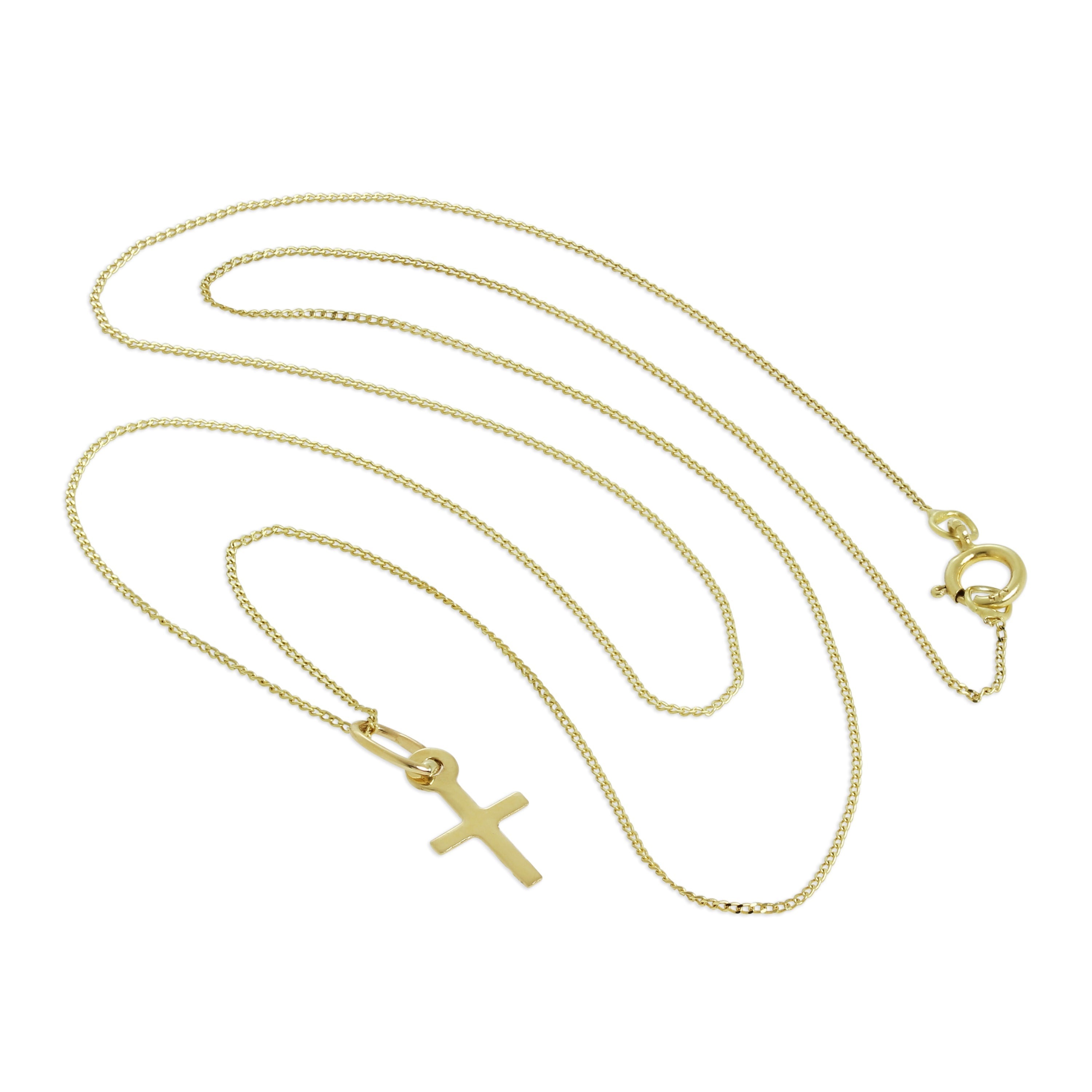 Kleine 9 Karat Gold Kreuz-Anhänger Halskette 16–20 Zoll