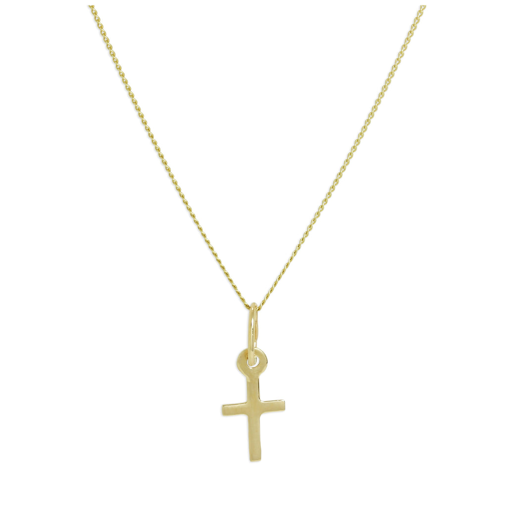 Kleine 9 Karat Gold Kreuz-Anhänger Halskette 16–20 Zoll
