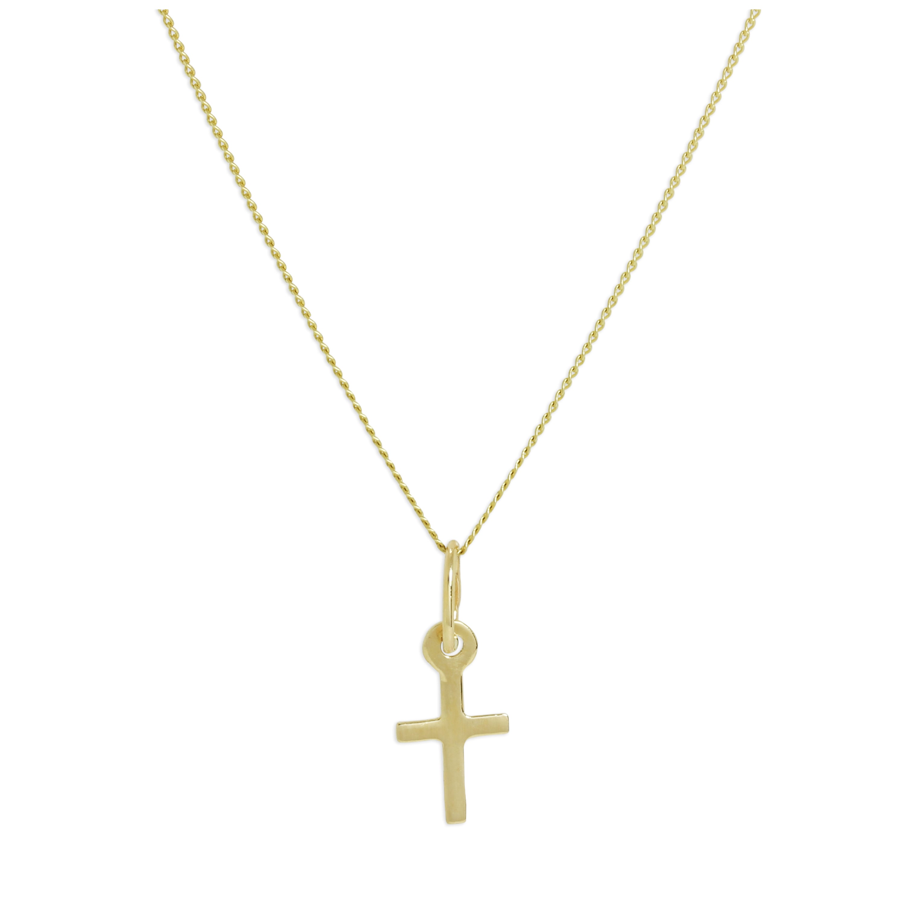 Kleine 9 Karat Gold Kreuz-Anhänger Halskette 16–20 Zoll