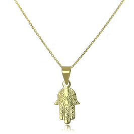 9 Karat Gold Hamsa Hand Anhänger an 40,5 - 51 cm Kette