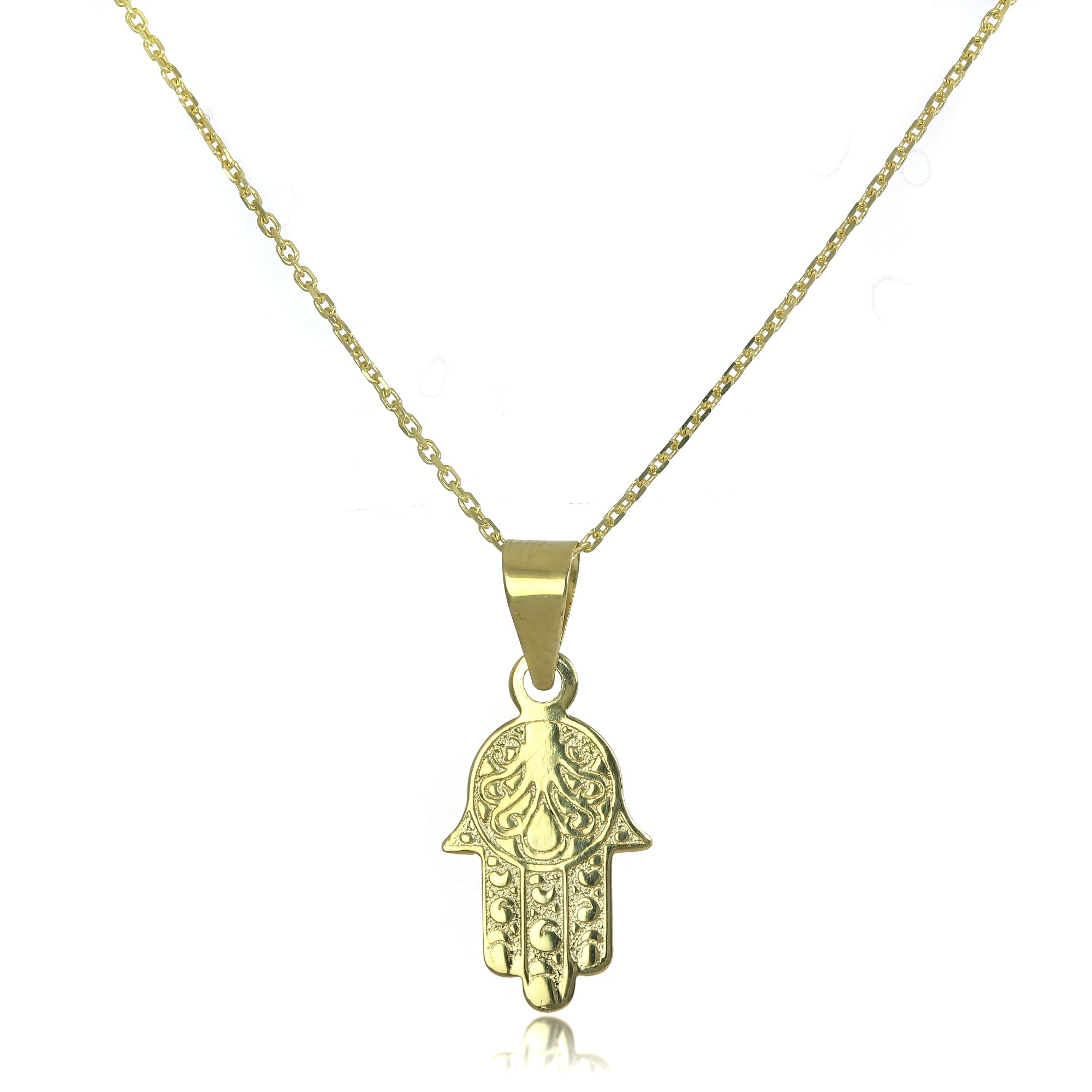 9 Karat Gold Hamsa Hand Anhänger an 40,5 - 51 cm Kette