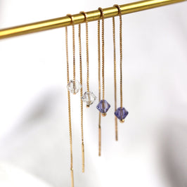9 Karat Gold Durchziehbare Ohrringe mit CZ-Kristall