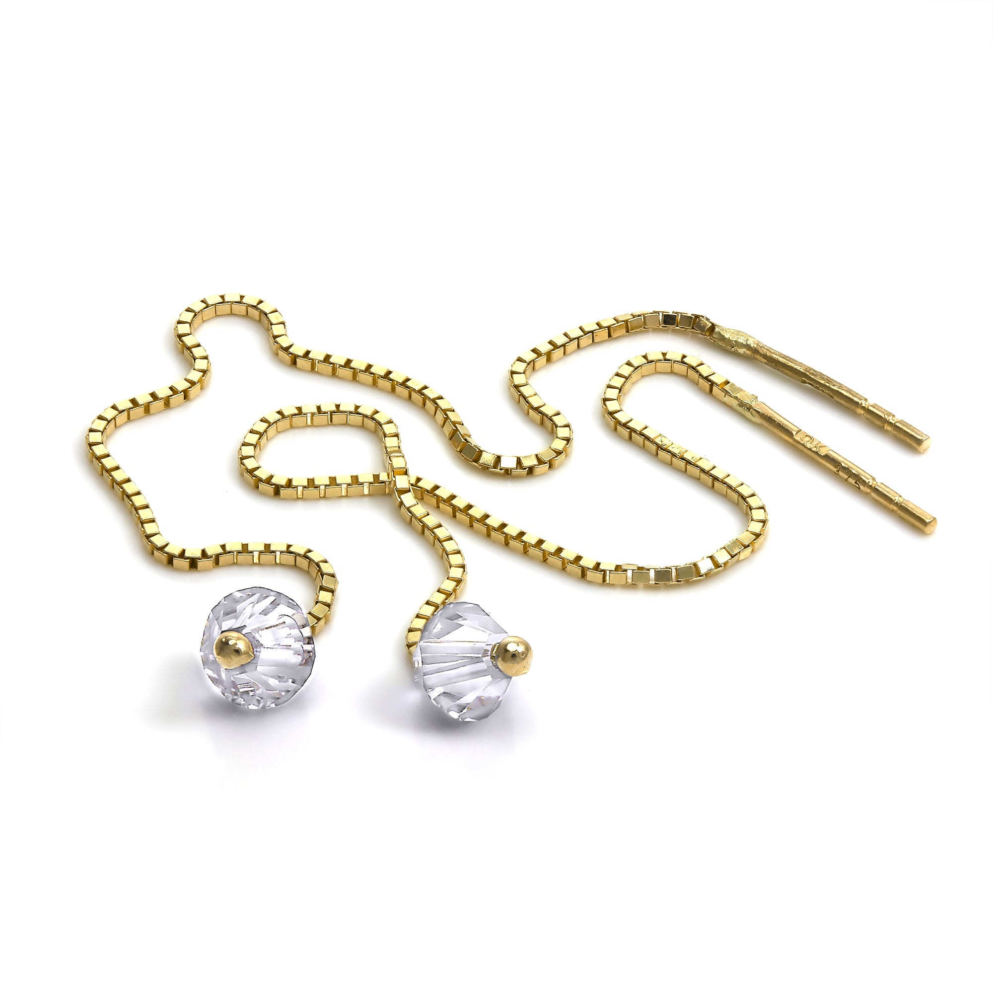 9 Karat Gold Durchziehbare Ohrringe mit CZ-Kristall