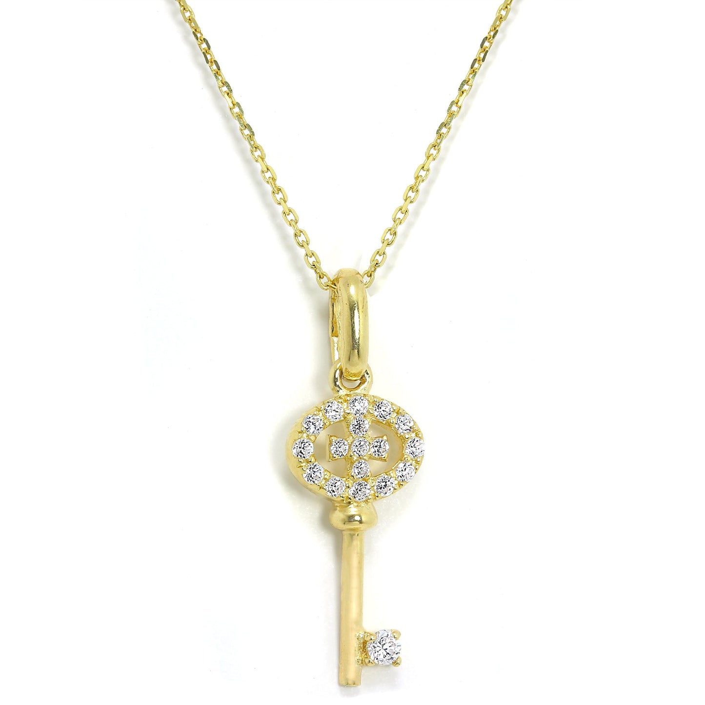 Anhänger aus 9 Karat Gelbgold mit Zirkonia-Kristallen auf einer 16–20 Zoll langen Kette